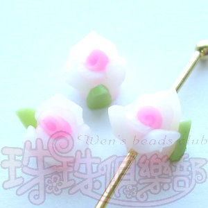 FIMO Flowers - 6mm Cabbage rose - White(2PK)