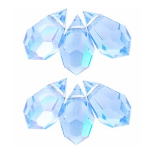 Czech Crystal : M.C. Beads 6/10mm - Teardrop: Lt. Sapphire AB(6PK)