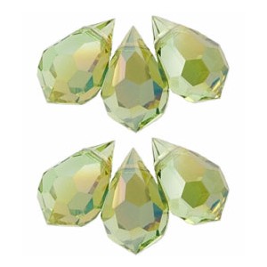 Czech Crystal : M.C. Beads 6/10mm - Teardrop: Chrysolite - Celsian(6PK)