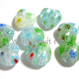 Millefiori Glass Beads - Hearts 16mm/3PK/TFB0516Mb07S