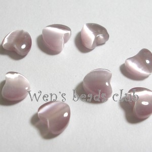 Cat's eye beads, hearts, Lt. Amethyst, 6mm. sold per package of 15.