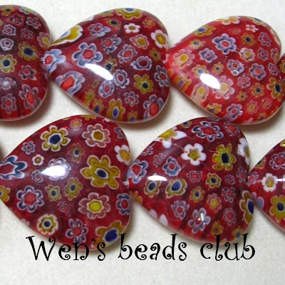 Millefiori Glass Beads - Hearts 18mm/1PK/TFB0525Mb01S