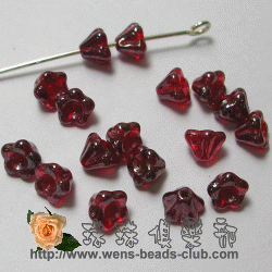 CZ-Baby Bell Flowers 4/6mm : Luster - Ruby(20PK)