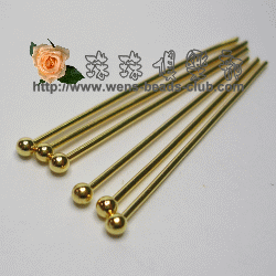 0.8*33mm Gold Plated Head Pins with Ball.(20pcs)