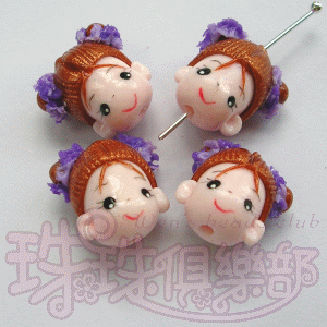 16~18mm FIMO Chinese doll-Amethyst(1pc)