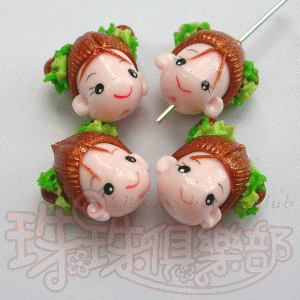 16~18mm FIMO Chinese doll-Green(1pc)