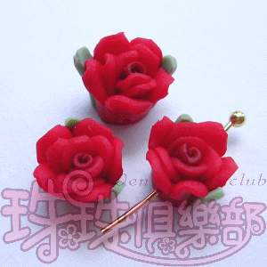 FIMO Flowers - 8mm Rose - Lt. Siam Ruby(2pcs)