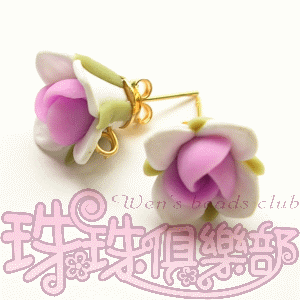 FIMO Flower Earrings - 12mm/7 petals - Lt. Violet(2pcs)