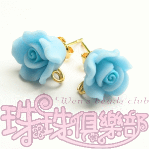 FIMO Flower Earrings - 10mm Rose - Lt. Aquamarine(2pcs)
