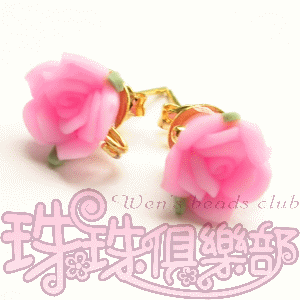 FIMO Flower Earrings - 8mm Rose - Baby pink(2pcs)