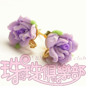 FIMO Flower Earrings - 8mm Rose - Lt. Violet(2pcs)