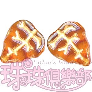 CZ-Leaves - 8/10 Vertical Hole : Topaz - Gold Inlay(10PK)