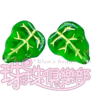 CZ-Leaves - 8/10 Vertical Hole : Green - Gold Inlay(10PK)