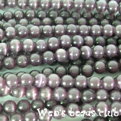 Cat's eye beads, round, Amethyst, 5mm, 16 inch strand.