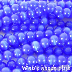 Cat's eye beads, round, Sapphire Blue, 8mm, 16 inch strand.