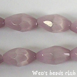 Cat's eye, olive shape faceted, lilac, 6x8mm. 16".