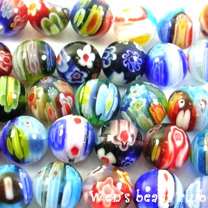 Millefiori Glass Beads - Round 10mm/5PK/TFB0110Mb23S