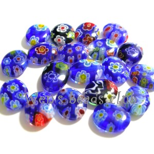 Millefiori Glass Beads - Flat Oval 10*12mm/5PK/TFB06b14S