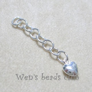 Sterling Silver-Necklace Extender With Puffed Heart 3cm