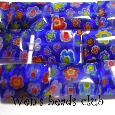 Millefiori Glass Beads - Flat Rectangles 10*14mm/Strung/TFB1114Mb02