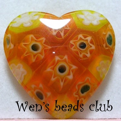 Millefiori Glass Beads - Heart Beads 25mm/1PK/TFBEB1325M