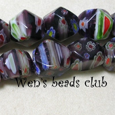 Millefiori Glass Beads - Nuggets 14mm/Strung/TFB1714Mb08
