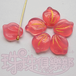 CZ-Peony petals 12*15mm : Milky Pink - Gold Inlay(10PK)
