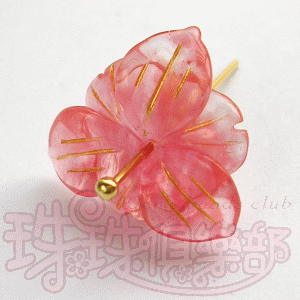 Cherry Quartz 6 petals Flowers 2.2cm - Gold Inlay(1pc)