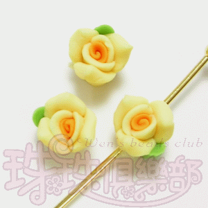 FIMO Flowers - 6mm Cabbage rose - Jonquil(2PK)