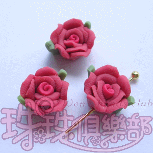 FIMO Flowers - 8mm Rose - Siam Ruby(2pcs)
