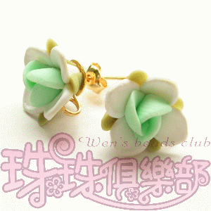 FIMO Flower Earrings - 12mm/7 petals - Peridot(2pcs)