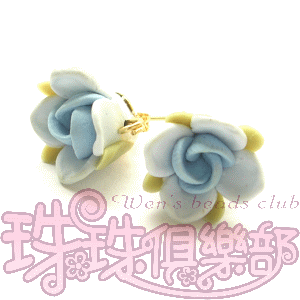 FIMO Flower Earrings - 12mm/7 petals - Lt. Sapphire(2pcs)