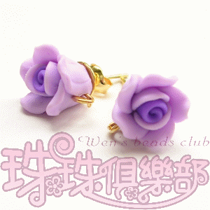 FIMO Flower Earrings - 10mm Rose - Lt. Violet(2pcs)