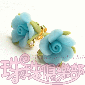 FIMO Flower Earrings - 12mm Camellia - Lt. Aquamarine(2pcs)