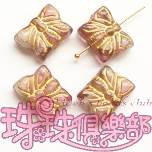 CZ-Butterfly 11*15mm : Crystal/Pink - Gold Inlay(10PK)
