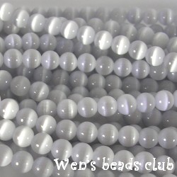 Cat's eye beads, Gray, 5mm, 16 inch strand.