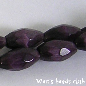 Cat's eye, olive shape faceted, purple, 6x8mm. 16".