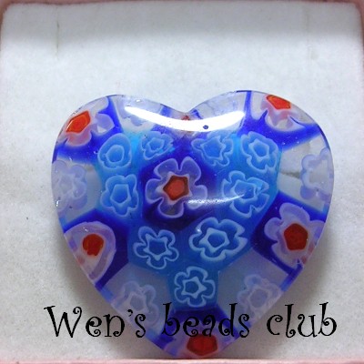 Millefiori Glass Beads - Heart Beads 25mm/1PK/TFBE1425M
