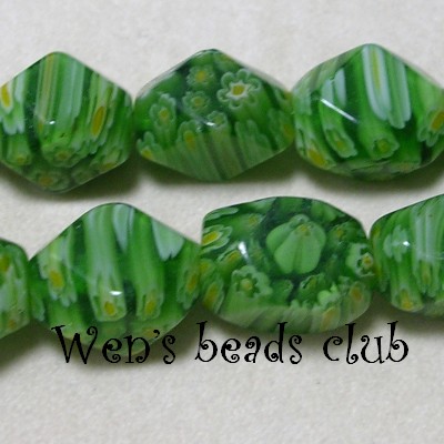 Millefiori Glass Beads - Nuggets 14mm/Strung/TFB1714Mb19