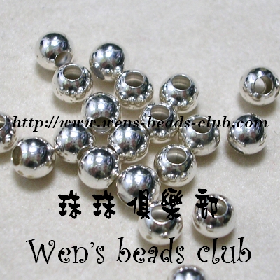 Sterling Silver-Spacer Round Bead 5mm*5pcs