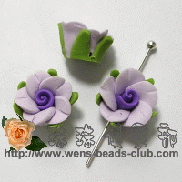 12m軟陶 附葉山茶花-淺紫深蕊(2朵)*