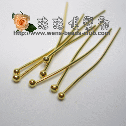 0.6*27mm Gold Plated Head Pins with Ball.(20pcs)