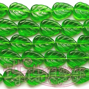 CZ-Czech Glass Beads:Leaves 8/10mm: Green(20PK)