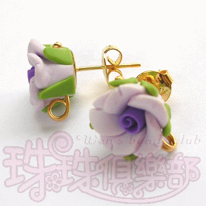 FIMO Flower Earrings - 12mm Camellia - Lt. Violet(2pcs)