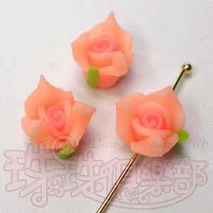 FIMO Flowers - 8mm Cabbage rose - Lt. Peach(2PK)