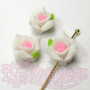FIMO Flowers - 8mm Cabbage rose - White(2PK)