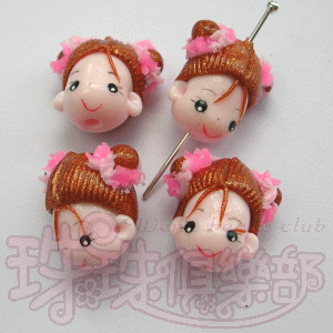16~18mm FIMO Chinese doll-Lt. Rose(1pc)