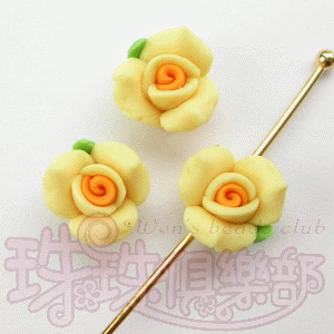 FIMO Flowers - 8mm Cabbage rose - Jonquil(2PK)