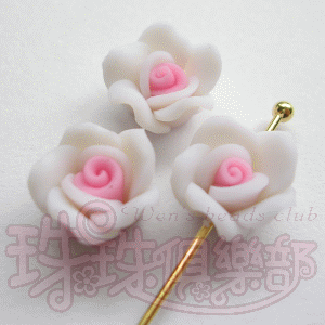 FIMO Flowers - 10mm Rose - White(2pcs)