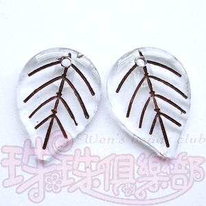Pressed Glass Beads : Leaves 13.3/17.8mm: Crystal - Smoky Topaz Inlay(5PK)